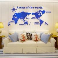 Pegatinas de pared de mapa del mundo, papel tapiz acrílico creativo 3D, Fondo de TV, decoración del hogar, sala de estar, oficina, Interior, 1 unidad - details 5