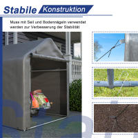 Grauer Fahrrad-Garage / Werkzeugschuppen 160x220x165 cm con Rolltor - Material PE impermeable - details 2