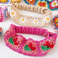Diadema tejida de flores, banda para el cabello de estilo étnico bohemio colorido, accesorios para el cabello para niña, pañuelo de ganchillo hueco Pastoral para viaje - details 5
