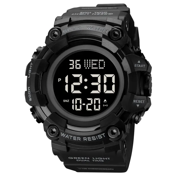 Reloj de Pulsera Deportivo SKMEI para Hombres con Grande Dial Stopwatch LED Ligero Resistente al Agua 5Bar Reloj de Cuenta Digital 1968 - 1