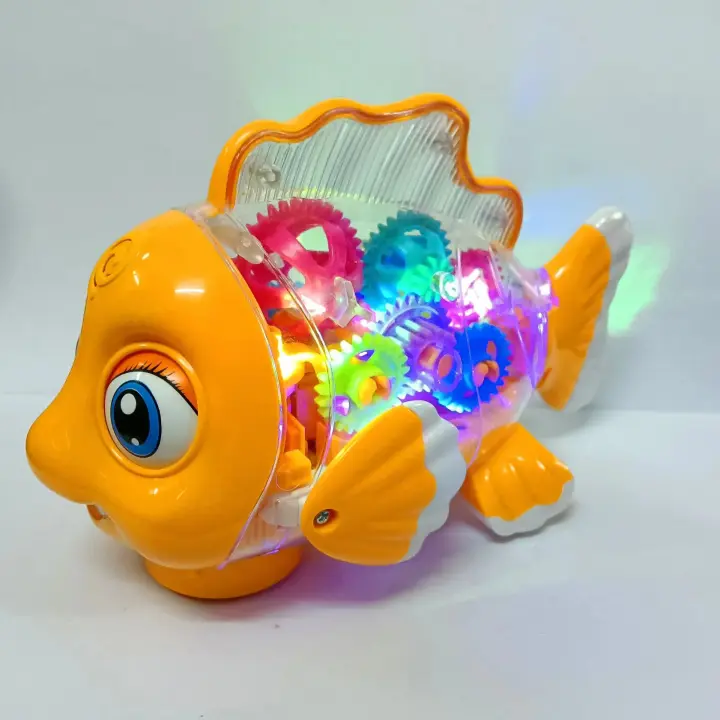 Juguete eléctrico musical con columpio para peces con luces y engranajes transparentes, juguetes sensoriales educativos interactivos para niños, regalos de cumpleaños - 1