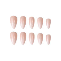28 piezas de uñas postizas de almendra desnuda brillante, uñas de borde liso inofensivas para ir de compras, citas y viajes - details 0