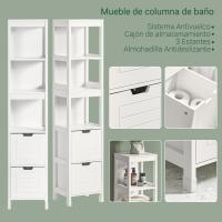 Alta Metalico Columna 3 Estantes y 2 Cajones Blanco 30 x 30 x 144 cm FRG126W - details 4