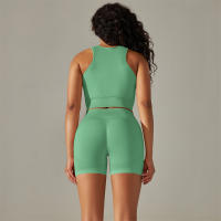 Camiseta Deportiva sin Costuras Conjunto de Gimnasio para Mujer Leggings de Yoga de Cintura Alta Traje de Fitness Type de Patrón Sólido Material Exterior y Lining de Poliéster Temporada Primavera/Verano - details 34