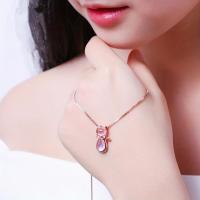 Collar con colgante de gato de cristal rosa, cadena larga, joyería de fiesta, regalo de cumpleaños - details 0
