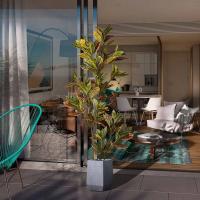 Árbol Ficus Largo de 120cm Plantas Tropicales de Goma Artificial con Hojas de Otoño - details 2