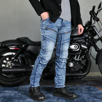 Jeans para montar en motocicleta, pantalones retro casuales a prueba de caídas, pantalones elásticos lavados resistentes al desgarro de la locomotora de Kevlar - details 5