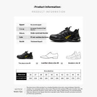 Zapatos de seguridad para hombre con botones giratorios y puntera de acero indestructible antipinchazos y con almohadilla de aire, botas de trabajo con suela de goma, material de tela y algodón. - details 0