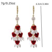 Pendientes de borla de circonita roja para mujer, elegantes pendientes con colgante de cristal rosa, joyas llamativas para fiestas y bodas - details 8