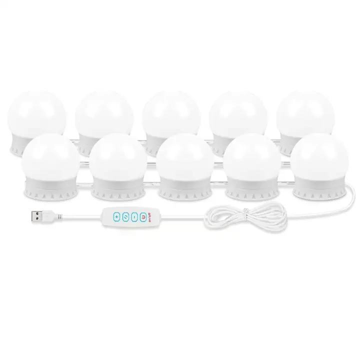 Luces LED de tocador para espejo, luces de tocador con 10 bombillas regulables, luces de espejo con Cable USB para tocador de maquillaje - 1