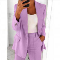 Trajes de ocio Mujer 2 Conjunto，Chaqueta y pantalón con solapa y botón - details 6
