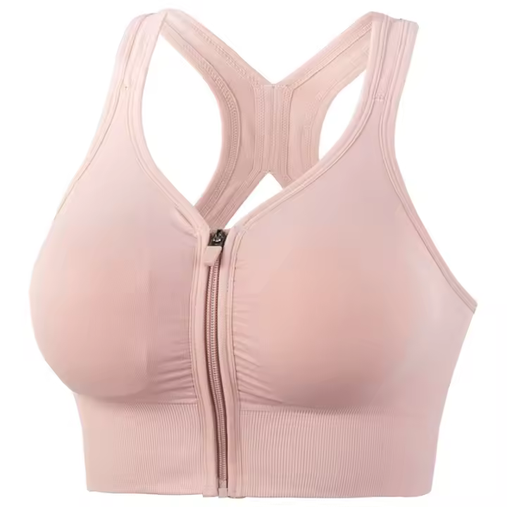 Women Sports Bra Front Zipper Closure Underwear Shockproof Sportswear For Running Fitness - 1