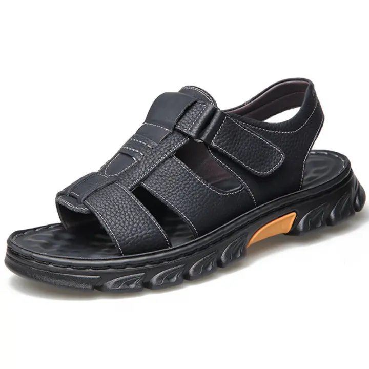 Sandalias informales impermeables para hombre, zapatos transpirables de cuero, antideslizantes, para playa y exterior, Verano - 1