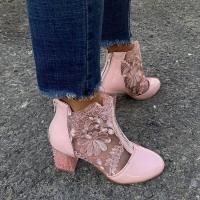 Botas de Cuero para Mujer Primavera 2025 Estilo Cremallera PU Tacón Grueso Boca Profunda - details 1
