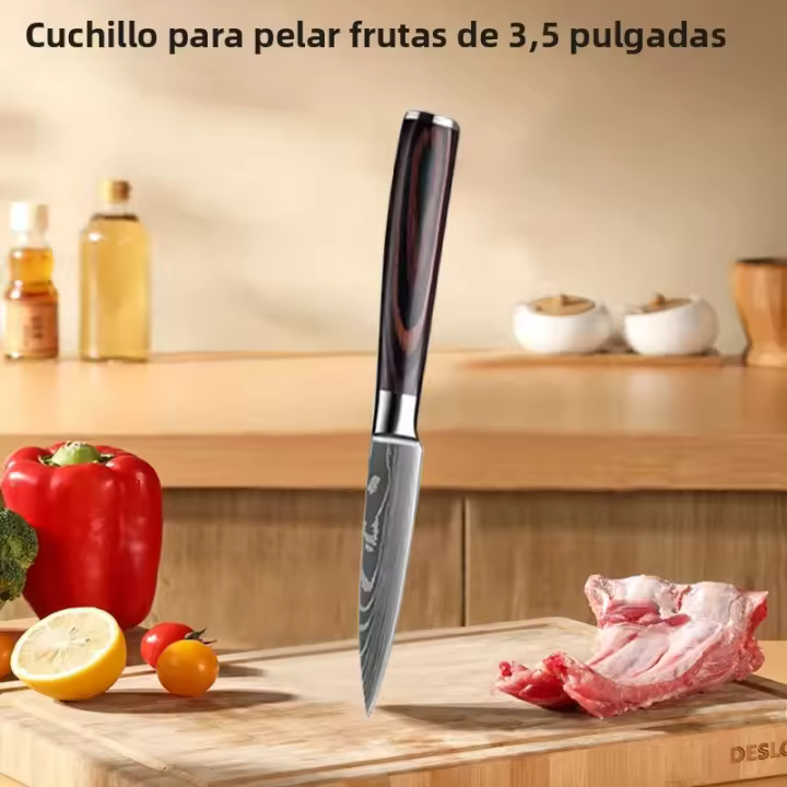 Cuchillo de Cocina Profesional Acero Inoxidable Damasco Utensilio de Carne Cortador - 1