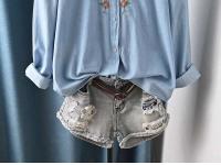 Blusas Bordadas de Flor Moda Coreana para Mujeres Primavera Camisa de Jeans de Diseñador - details 12