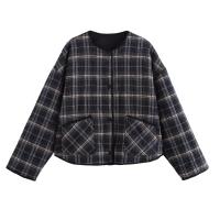 TRAFZA-abrigo de algodón con estampado de leopardo para mujer, abrigo holgado informal de manga larga con bolsillos y una hilera de botones, para invierno, 2024 - details 2