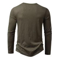 Camisa De Algodón Para Hombre Con Botones Cuello Henley Manga Larga Casual Color Sólido Moda Camisetas Transpirable Ligera Y De Wicking De Humedad - details 17