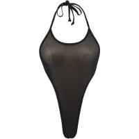 Bañador transparente de una pieza, Micro Monokini de corte alto, minibikini de malla transparente - details 3