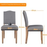 Juego de 4 sillas de comedor con respaldo alto, sillas de cocina, patas de madera maciza, diseño clásico, con botones bronceados, sillones y sillas para salón, asientos tapizados - details 11