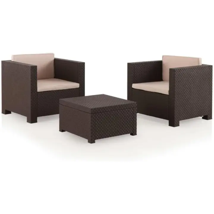 Tête à Tête Conjunto de Muebles de Jardín Exterior 2 Plazas Hecho en España con Materiales Reciclados Color Wengué - 1