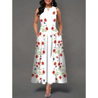 Women's Boho Long Dress Elegant Sleeveless Floral Print Casual Beach Party Summer Dress - details 24
