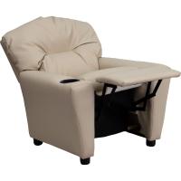 Chandler de Vinilo para niños reclinable con portavasos y reclinable de Seguridad, Silla reclinable contemporánea para niños, admite hasta 90 lbs, Beige - details 12