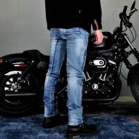 Motocicleta jeans hombres, pantalones retro locomotora de montar, Kevlar resistente al desgarro de carreras todoterreno elástico a prueba de caídas pantalones. - details 2