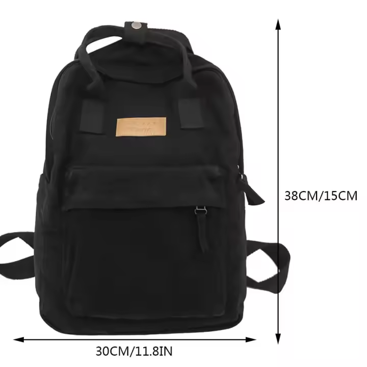 Mochila de lona de algodón para hombres y mujeres, mochilas vintage para viajes y desplazamientos, gran capacidad, color sólido, - 1