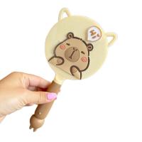 Espejo de mano Capybara con Mango antideslizante, espejo de maquillaje ligero y duradero con dibujos animados, agarre cómodo, espejo de tocador resistente al agua - details 1