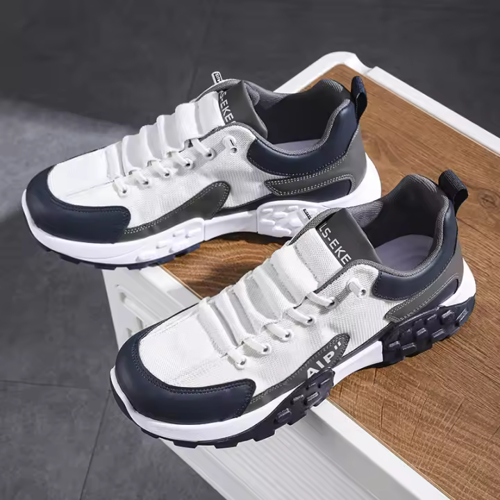 Nuevos zapatos de malla deportivos informales de malla transpirable de verano para correr para hombre, zapatos de moda para papá pequeño blanco - 1