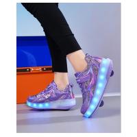 Zapatos de patín de 2 ruedas para mujer, zapatos de tendencia para niña con LED retráctil, zapatillas informales de doble propósito con ruedas - details 13