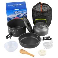 Olla de cocina para acampar, sartén, hervidor, utensilios de cocina de aleación, conjunto combinado DS-308 - details 0