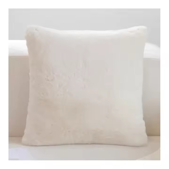 1 Uds. Funda de almohada Ultra suave de piel de conejo de imitación, funda de cojín decorativa de felpa cálida de lujo para sofá, dormitorio y sala de estar - 1