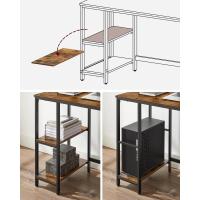 Escritorio con 2 Estantes a la Izquierda o a la Derecha, Mesa de Trabajo, para Salón Oficina, Estructura de Acero, Industrial, Marrón Rústico y Negro Tinta LWD55X - details 20