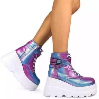 Zapatos de suela gruesa europeos y americanos coloridos punk de estilo gótico de gran tamaño para mujer - details 0