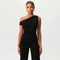 El traje de las mujeres más cómodas de primavera y verano de luz y sexy sin tirantes de corte recortado contracción plisado traje pantalón recto - details 5