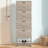 Mueble zapatero de 12 pares - Estantería de gran capacidad para vestíbulo o pasillo - (ancho) 60 x (profundidad) 24 x (alto) 80 cm - Madera clara blanca - details 46