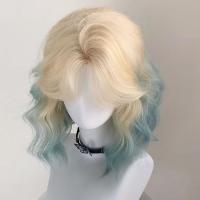 Peluca Bob sintética de cuero cabelludo simulado, color rosa y azul, Cosplay Harajuku, pelucas onduladas cortas y rizadas, cubierta completa para la cabeza, peluca sintética en capas para Halloween - details 7