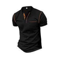 Hombre manga corta henry camiseta hombre cuello redondo patchwork body - details 23