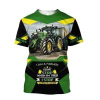 Camiseta con estampado de Tractor 3D de talla grande para hombre y mujer, uniforme de granjero, Haruku, informal, redondo, deportivo, de secado rápido, transpirable - details 4