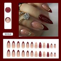Uñas postizas de almendra desmontables francesas, diseño Purprina DIY, 24 piezas - details 9