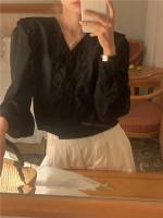 Blusa de verano para mujer, camisa de primavera, blusa para mujer, Blusas largas de gasa, informales, elegantes, Vintage, de manga larga, holgada de gran tamaño, blanca - details 46