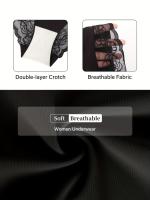 Paquete de 6 braguitas de encaje floral sólido sin costuras, sensuales, cómodas, transpirables y elásticas - details 3