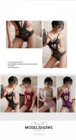 Conjunto de Lencería Sexy para Mujeres Camisola de Encaje con Diseño Transparente y V-Hollow - details 1