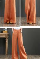 Pantalones de Pierna Ancha de Algodón Lineno Cintura Suelta, Elástica, Estilo Callejero para Mujeres 2023 - details 4