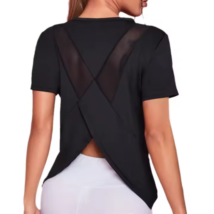 Chaleco de Yoga de manga corta para mujer, camisetas sin mangas deportivas atléticas para Fitness, gimnasio, correr, entrenamiento - 1