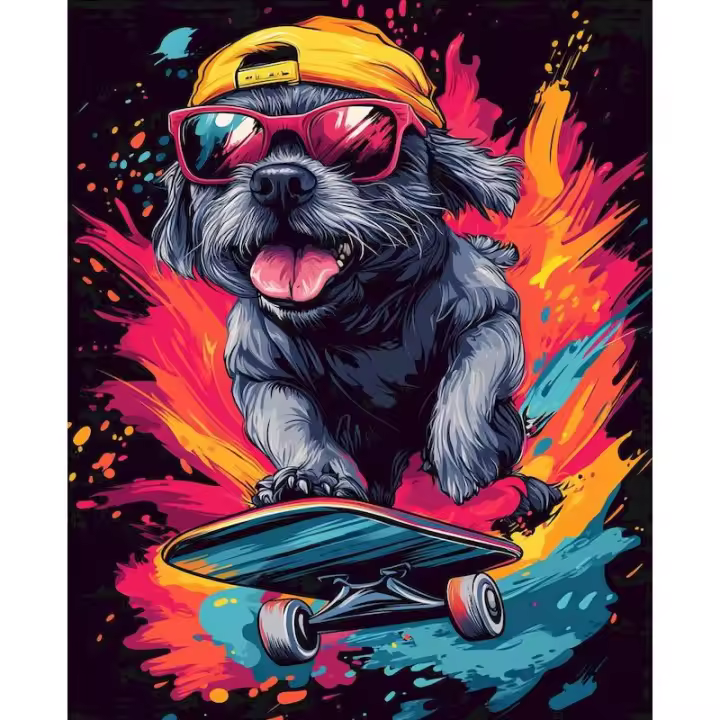 RUOPOTY Pintura de Perro Moderna Arte de Pared de Mano con Números para Adultos Tamaño 40x50cm - 1