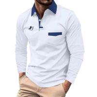 Polo deportivo de manga larga para hombre, camiseta informal de negocios con Bolsillo grande, Top de poliéster estampado, primavera y otoño - details 3