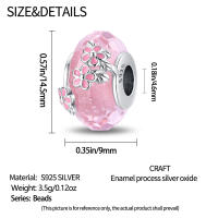 Cuentas de circonita Rosa de Plata de Ley 925, dijes compatibles con Pulsera Original de plata 925 para la fabricación de joyas - details 4